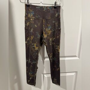 Zyia Womens Sz 4 Army Green Brown Blue High Rise Leggings Athleisure Wear